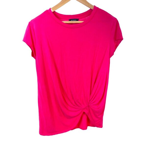Botanique Tops - Botanique Pink Round Neck Knotted Short Sleeved T Shirt Sz S